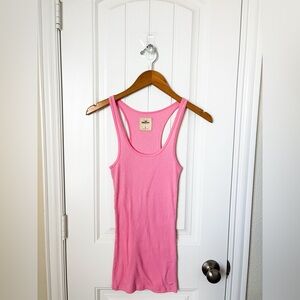 Y2K Hollister Co. Pink Racerback Tank Top Ribbed Size Small